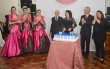 Bolo de aniversrio - Presidente do Clube Odilo Butzge e esposa Daguimar com o prefeito Paulo Butzge e primeira Dama Gabriela