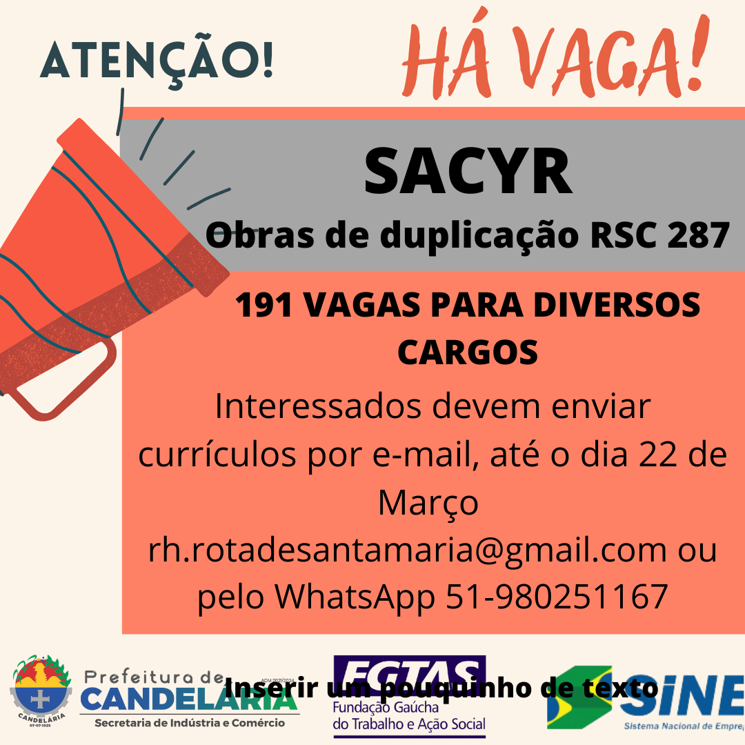Vagas abertas!