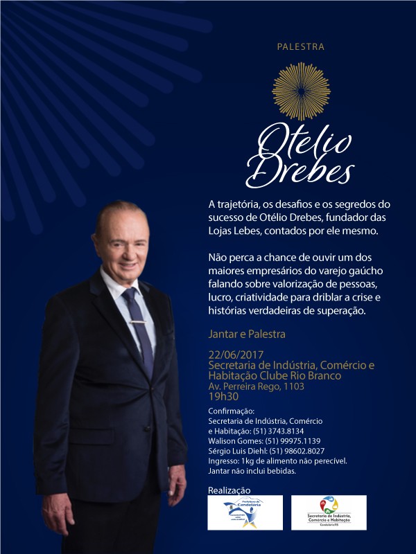 Palestra com Ot�lio Drebes acontece na quinta-feira